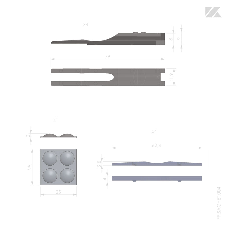 2 Stop-lock et 4 Mid-lock pour bloquer une façade de 2 à 6 vtx - Coulissant Acier| Alu